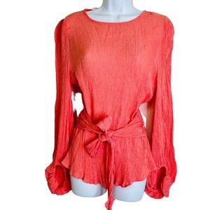 A Calin Flying Tomato Boho Chiffon Top Blouse Peplum Peasant sleeves